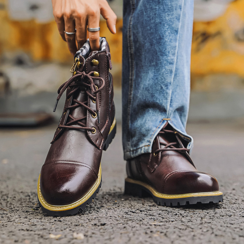 Men Shoes Oxford - Stivali in Pelle alla Moda per