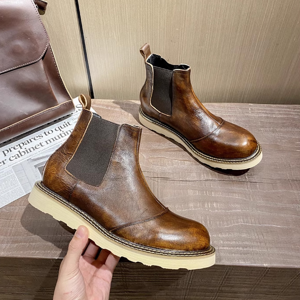 Men Shoes Oxford - Stivaletti Chelsea in vera pelle da