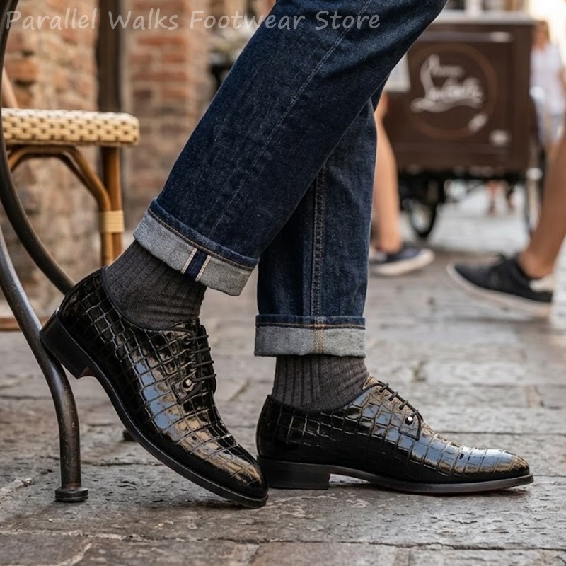 Men Shoes For Wedding - Scarpe Oxford da Uomo in Pelle